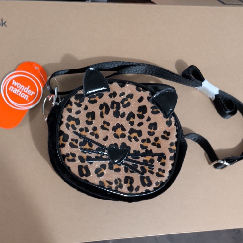 Wonder Nation Tan and Black Cat Face Bag